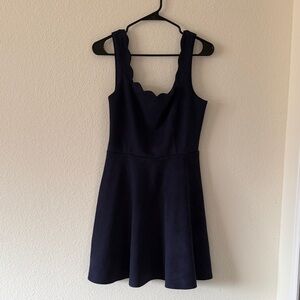 Alythea Dark Blue Scalloped Mini Dress